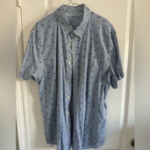 Banana Republic Luxe Stretch Cotton Men's Short Sleeve Anchor Shirt Size XL